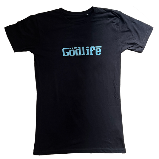 GÖDLIFE Shirt (Schwarz mit Schrift in babyblau)